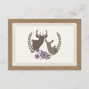 Burlap & Lace Inspired Purple Wreath Monogram RSVP Card
