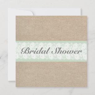Burlap & Lace Mint Customisable Bridal Shower Invitation