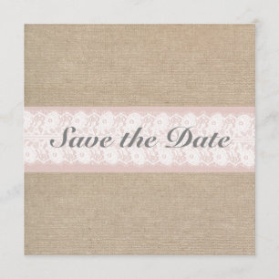 Burlap & Lace Pink Customisable Save The Date