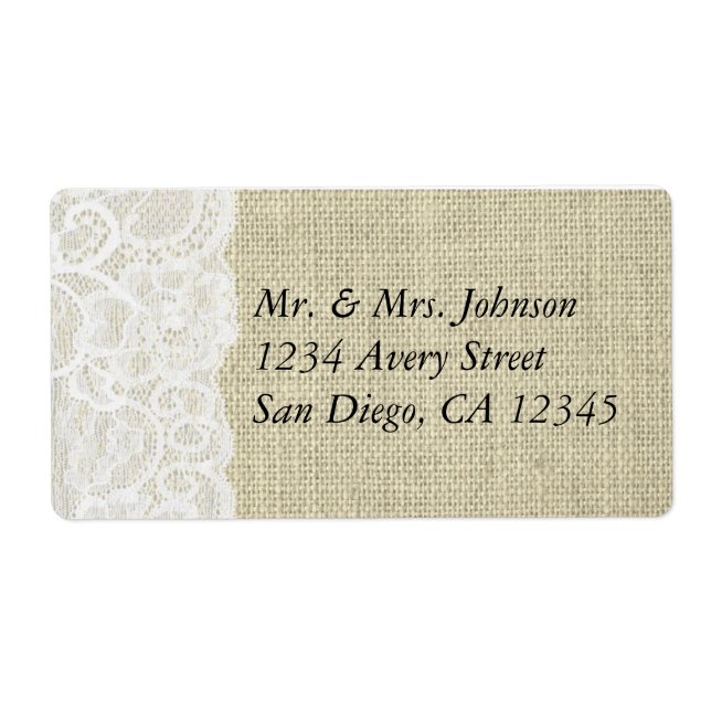 Burlap & Lace Romantic Country Address Labels (Front)