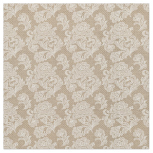 Burlap & Lace Rose Fabric