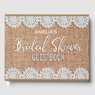 Burlap Lace Rustic Bridal Shower Guestbook