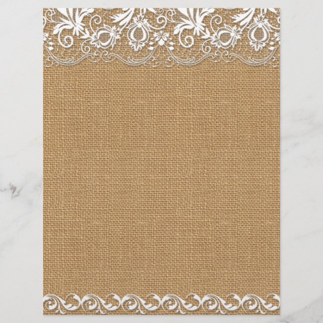 Burlap & Lace  Scrapbook Paper (Front)