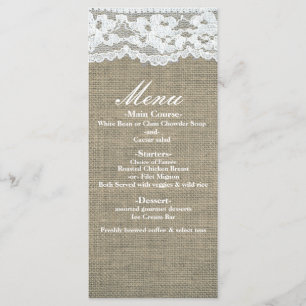 Burlap & Lace Simple Rustic Elegant Wedding Menu