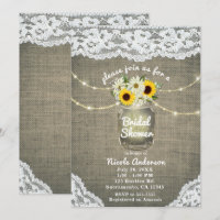 Burlap Lace Sunflowers & Daisies Mason Jar Rustic