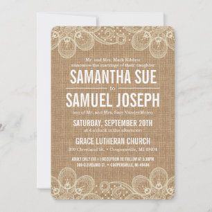 Burlap & Lace Wedding Invitation