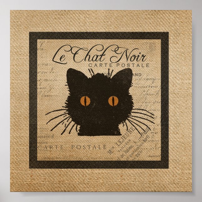 Burlap Le Chat Noir French The Black Cat Poster (Front)
