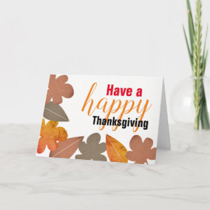 Burlap Leaf, Happy Thanksgiving Card