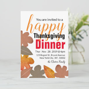 Burlap Leaf, Happy Thanksgiving Dinner Invitation