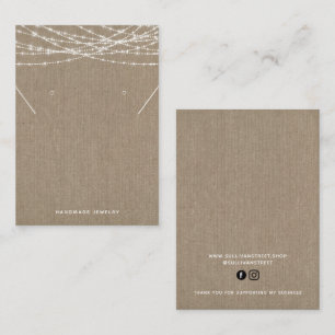 Burlap Lights Necklace Earrings Display Card