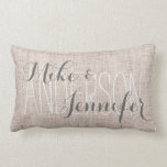 Burlap-like Personalise Wedding Names Date Gift Lumbar Cushion<br><div class="desc">Personalise it with recipient's names & wedding date on back. Click customise it button to adjust the text size. Please note that the burlap texture is only graphic,  see "About this product".</div>