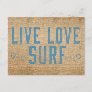 Burlap Live Love Surf Postcard