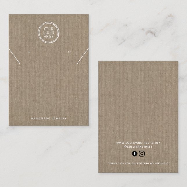 Burlap Logo Necklace Earrings Display Card (Front/Back)