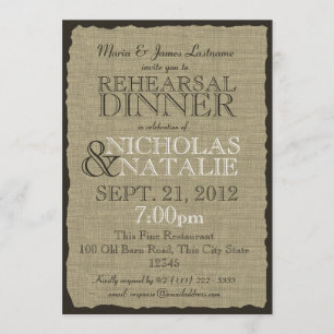 Burlap Look 5 x 7 Rehearsal Dinner Invitation