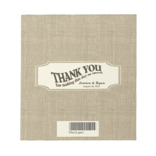 Burlap Look Candy Bar Wrap Notepad