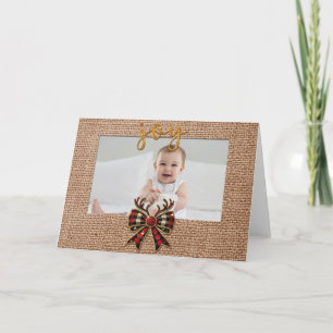 Burlap look Folded Photo frame Greeting Card