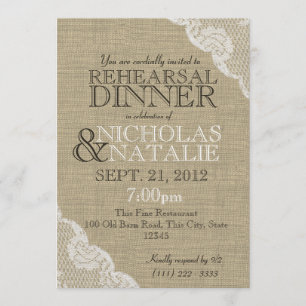 Burlap Look Rehearsal Dinner Invitation