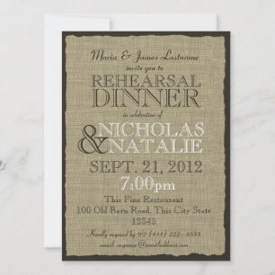 Burlap Look Rehearsal Dinner Invitation
