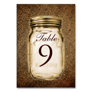 burlap mason jar western country outdoor wedding table number