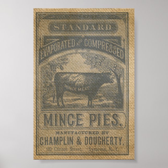 Burlap Mince Pies Vintage Advertisement Poster (Front)