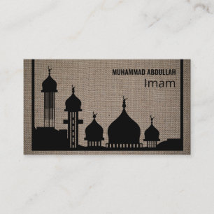 Burlap Mosque Silhouette, Islamic, Religious Business Card