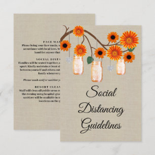 Burlap Orange Floral Mason Jar Safety Measures Enclosure Card