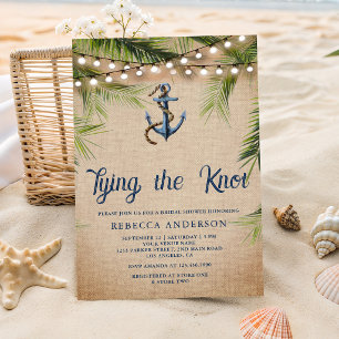 Burlap Palm Leaves Anchor Photo Bridal Shower Invitation