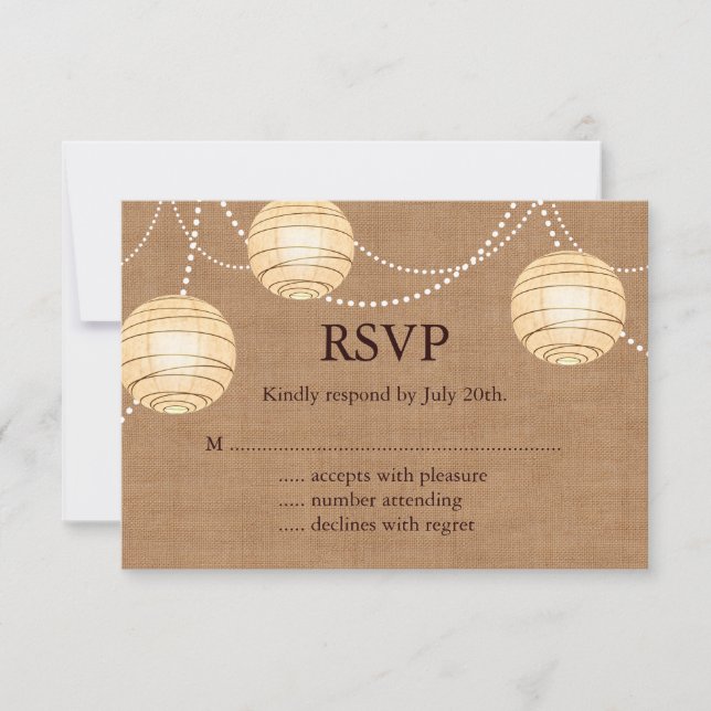 Burlap Party Lanterns RSVP (Front)