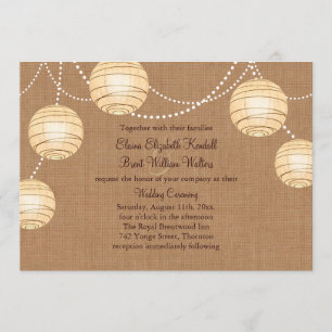 Burlap Party Lanterns Wedding Invitation