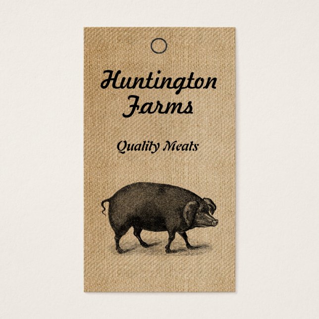 Burlap Pig and Meat Procduct Tag (Front)