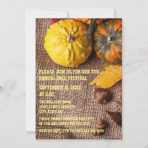 Burlap & Pumpkins - Fall Party Invitation