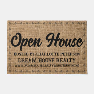 Burlap Real Estate Agent Realtor Open House  Doormat