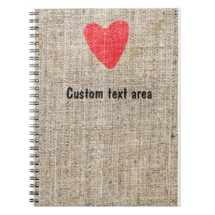 Burlap Red Stamp Heart Valentine Notebook Journal