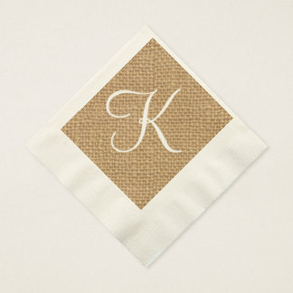 Burlap Rustic Initial | Wedding Paper Napkins