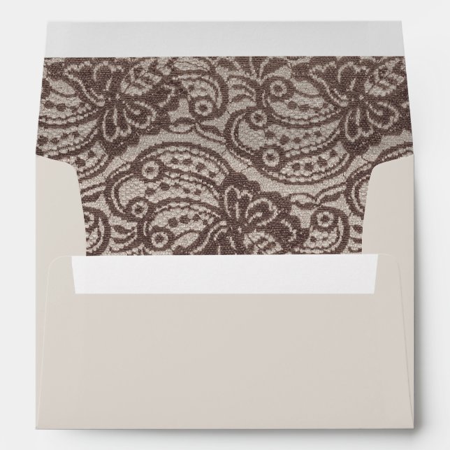 Burlap rustic lace envelopes 5x7 Monogram envelope (Back (Bottom))