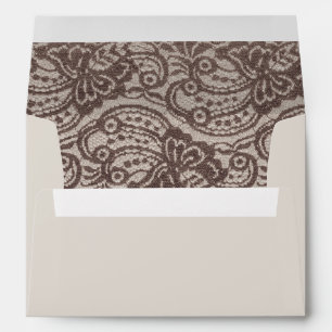Burlap rustic lace envelopes 5x7 Monogram envelope