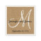 Burlap Rustic Monogram Paper Napkins