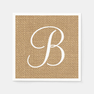 Burlap Rustic Monogrammed Paper Napkins