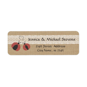Burlap rustic romantic ladybugs in love wedding