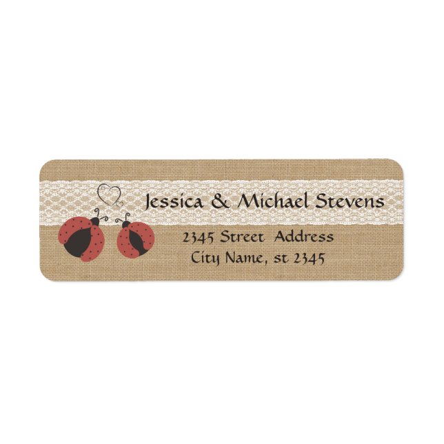 Burlap rustic romantic ladybugs in love wedding (Front)