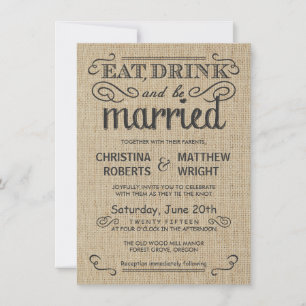 Burlap Rustic Style Wedding Invitations