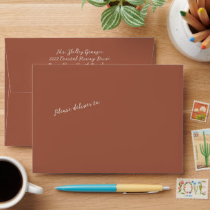 Burlap Rustic Terra Cotta Texture Envelope