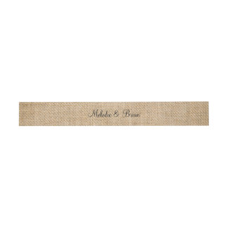 Burlap Rustic Wedding Couple Names Faux Texture Invitation Belly Band