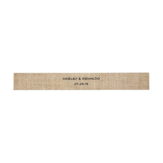 Burlap Rustic Wedding Names Date Faux Texture Invitation Belly Band