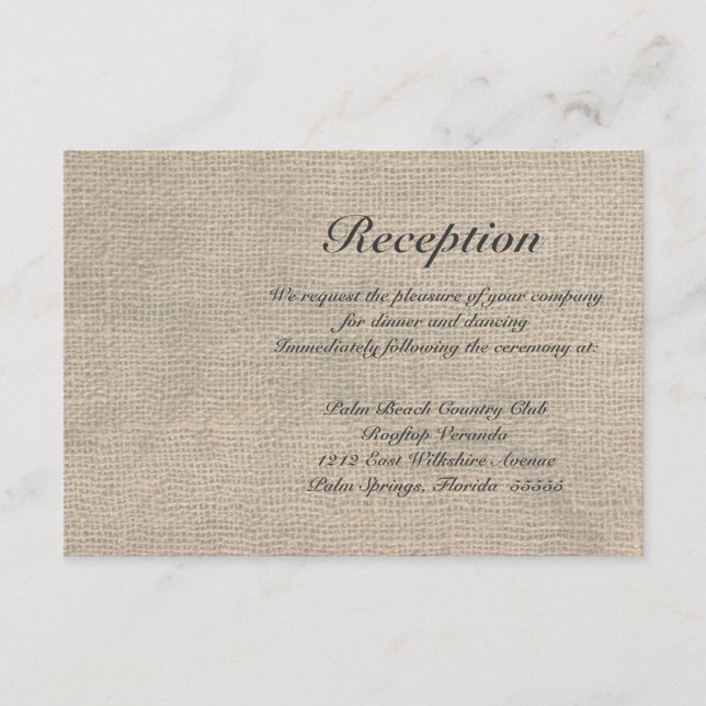 Burlap Rustic Wedding RSVP Card (Front)