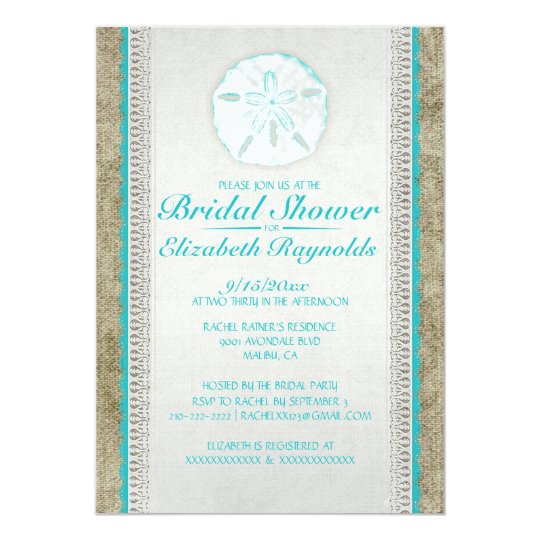 Burlap Sand Dollar Bridal Shower Invitations