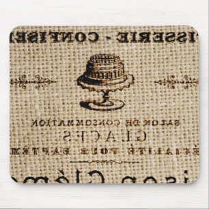 burlap scripts shabby chic french country cake mouse mat