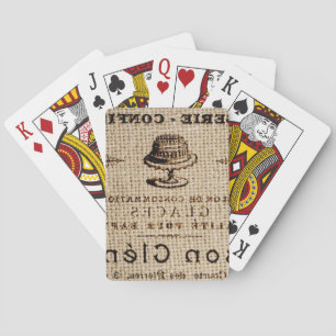 burlap scripts shabby chic french country cake playing cards