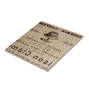 burlap scripts shabby chic french country cake tile