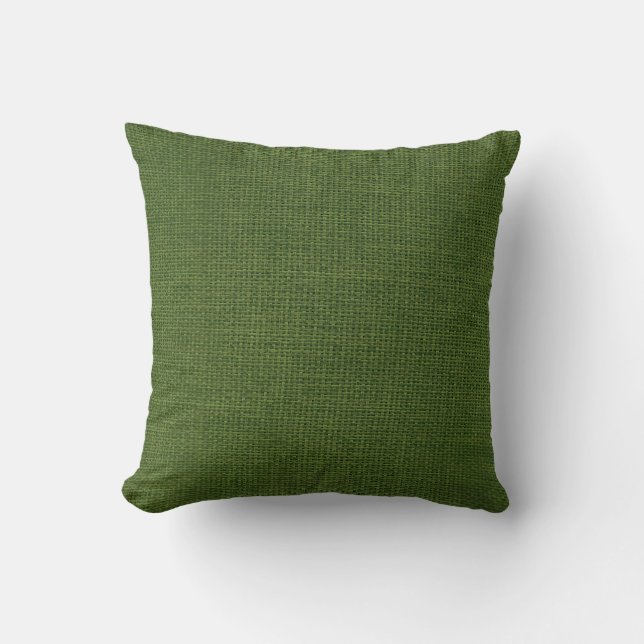 Burlap Simple Dark Green Cushion (Front)